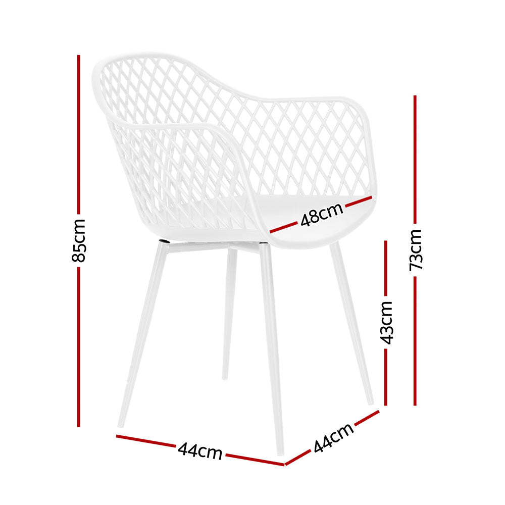 Outdoor Dining Chairs | 4x Moulded Plastic Bucket Chairs | White