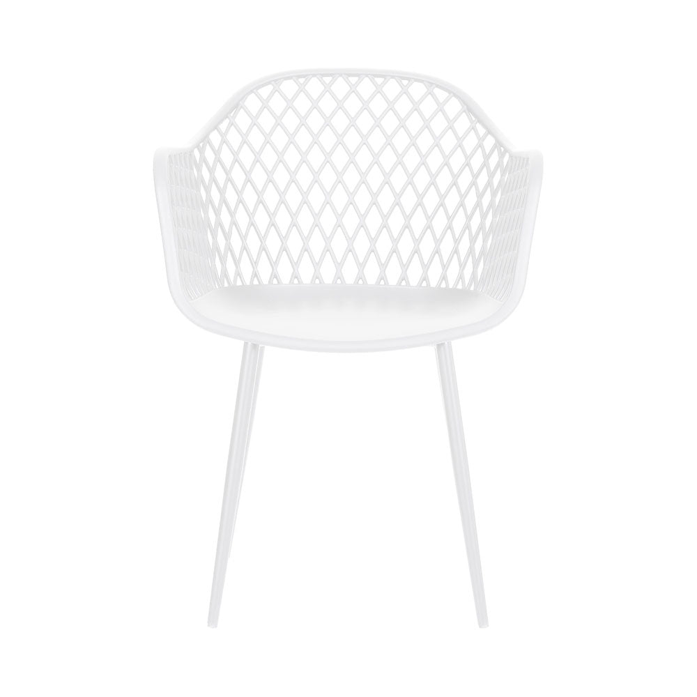 Outdoor Dining Chairs | 4x Moulded Plastic Bucket Chairs | White