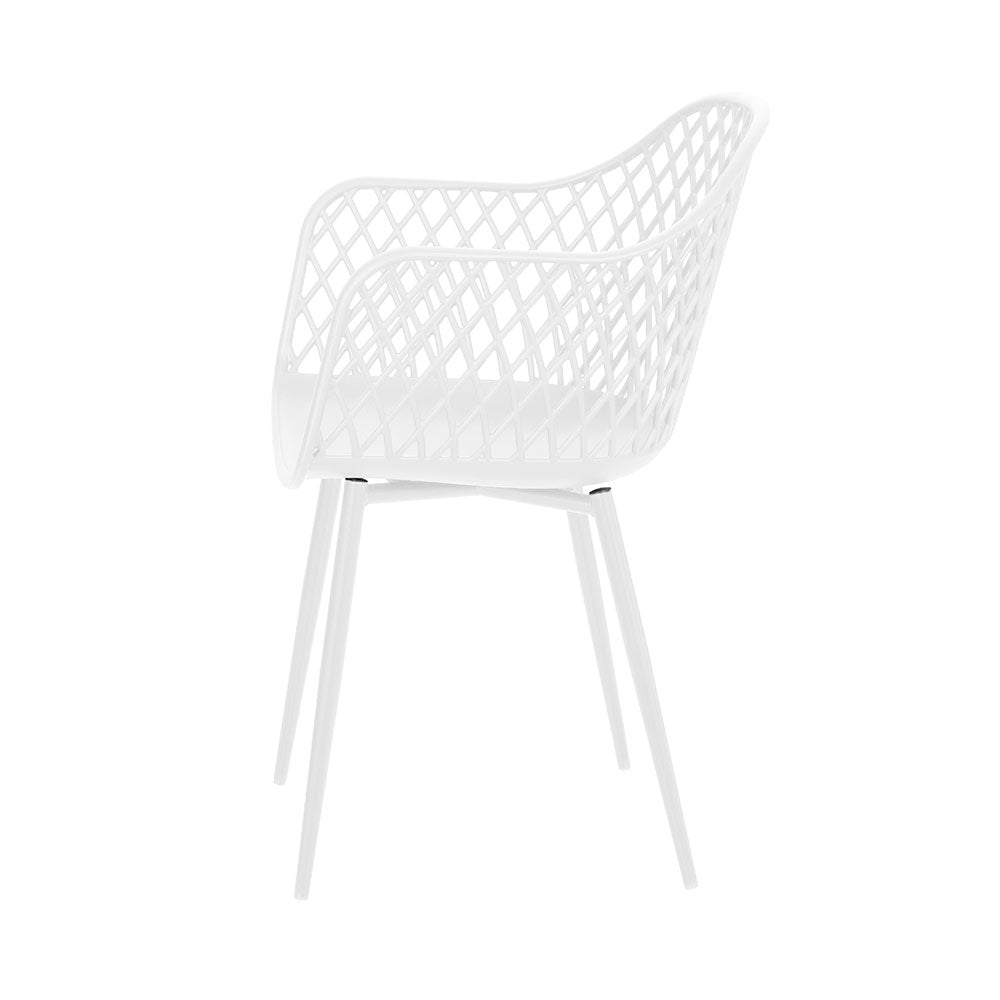 Outdoor Dining Chairs | 4x Moulded Plastic Bucket Chairs | White