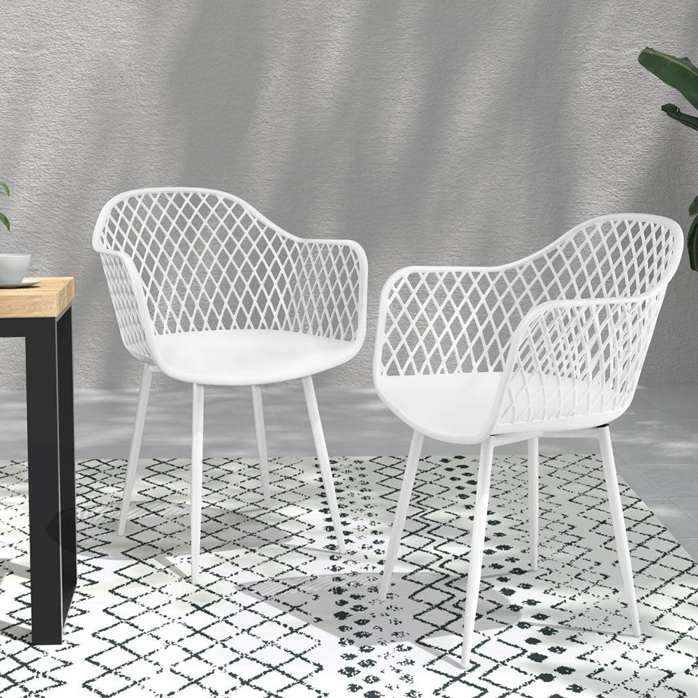 Outdoor Dining Chairs | 4x Moulded Plastic Bucket Chairs | White