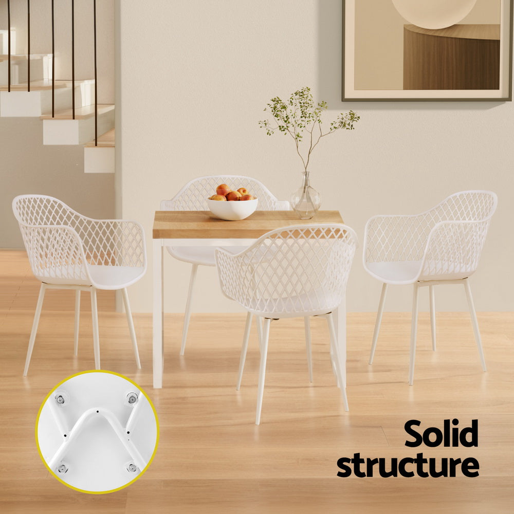 Outdoor Dining Chairs | 4x Moulded Plastic Bucket Chairs | White