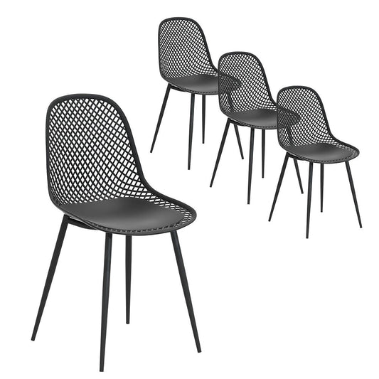 Outdoor Dining Chair | Set of 4 | Modern Plastic Moulded Chairs | Gardeon | Black