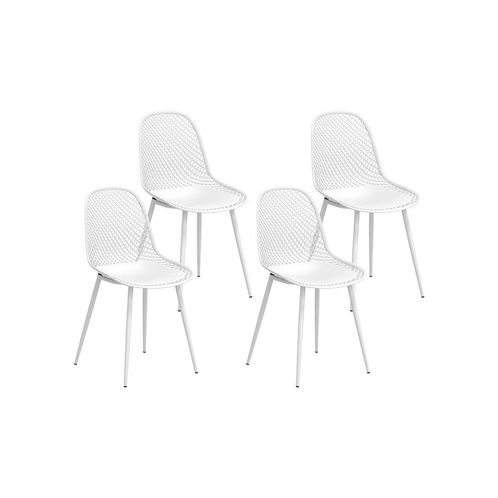 Outdoor Dining Chair | Set of 4 | Modern Plastic Moulded Chairs | Gardeon | White