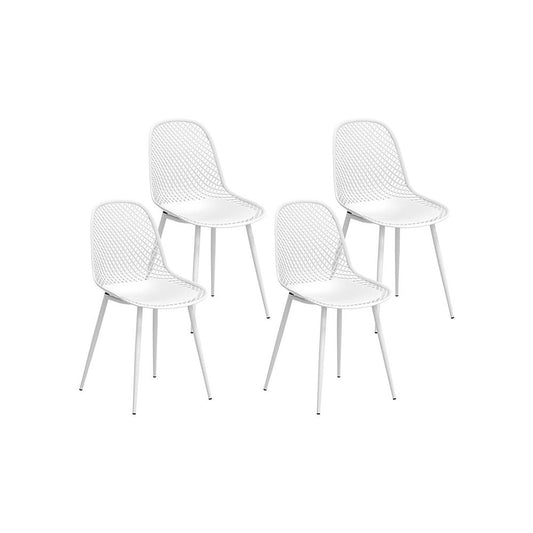 Outdoor Dining Chair | Set of 4 | Modern Plastic Moulded Chairs | Gardeon | White