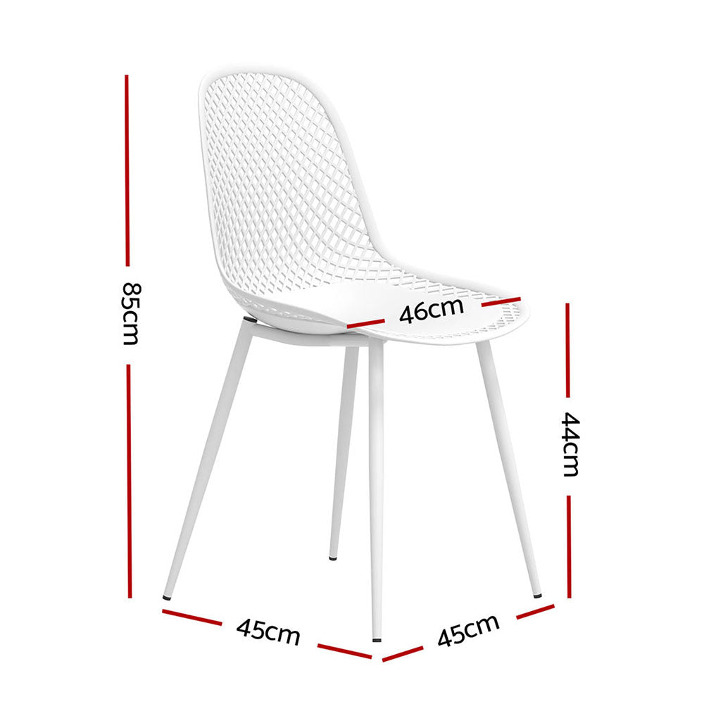 Outdoor Dining Chair | Set of 4 | Modern Plastic Moulded Chairs | Gardeon | White