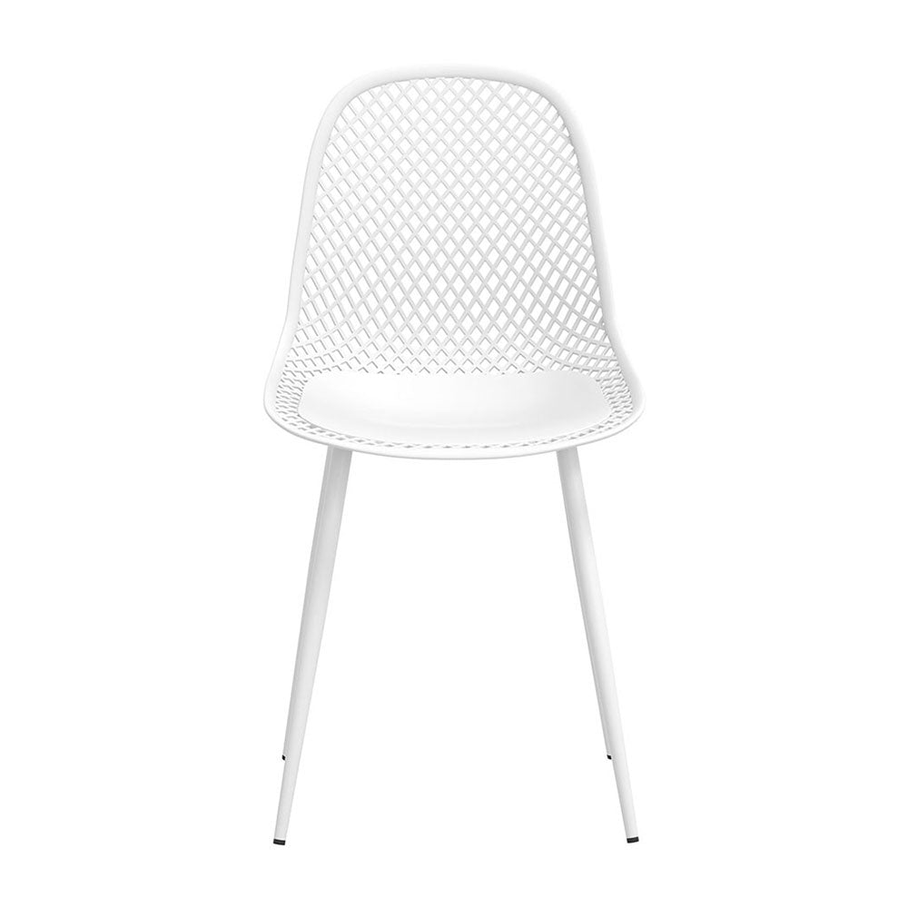 Outdoor Dining Chair | Set of 4 | Modern Plastic Moulded Chairs | Gardeon | White