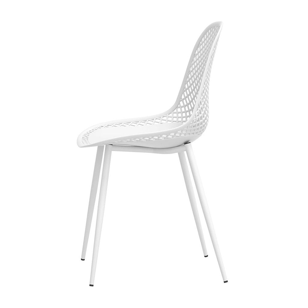 Outdoor Dining Chair | Set of 4 | Modern Plastic Moulded Chairs | Gardeon | White