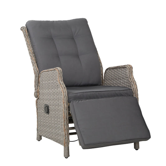 Outdoor Recliner Chair Gardeon Lounge Furniture Patio Adjustable Grey