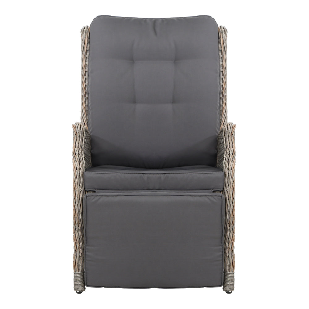 Outdoor Recliner Chair Gardeon Lounge Furniture Patio Adjustable Grey