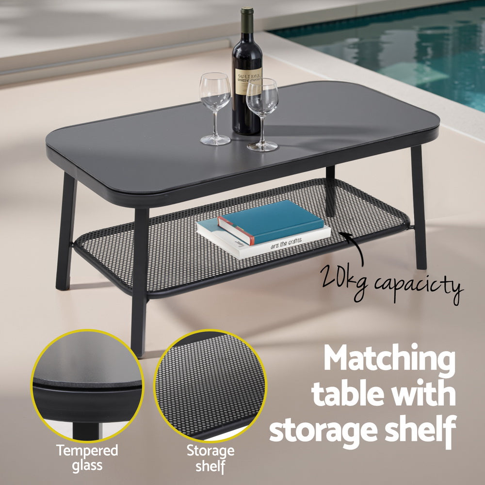 Outdoor Sofa Lounge Set | Contemporary Rope Design | Black & Grey