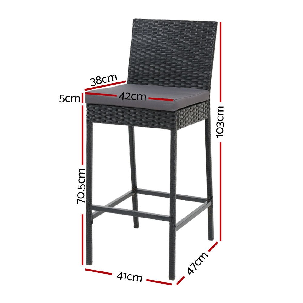 Outdoor Bar Chair 2x Outdoor Furniture Rattan Black