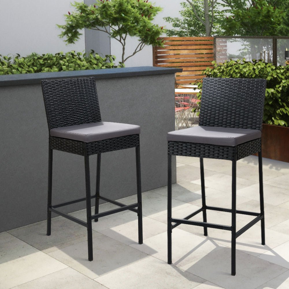 Outdoor Bar Chair 2x Outdoor Furniture Rattan Black