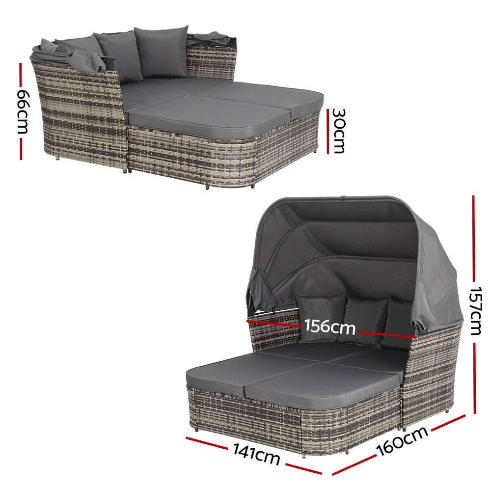 Outdoor Daybed Sun Lounger Day Bed Pillows Rectangle