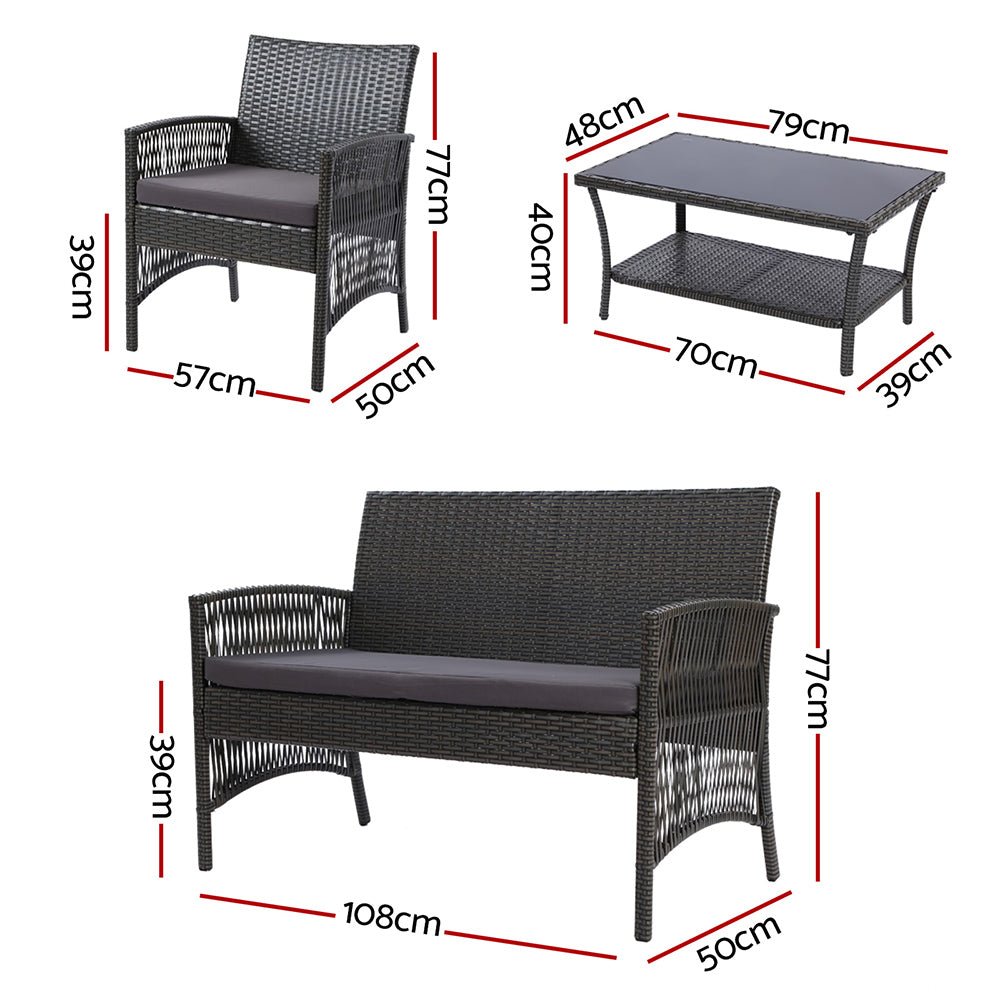 Outdoor Lounge Setting 4 Seat Sofa Set Outdoor Furniture Harp Grey