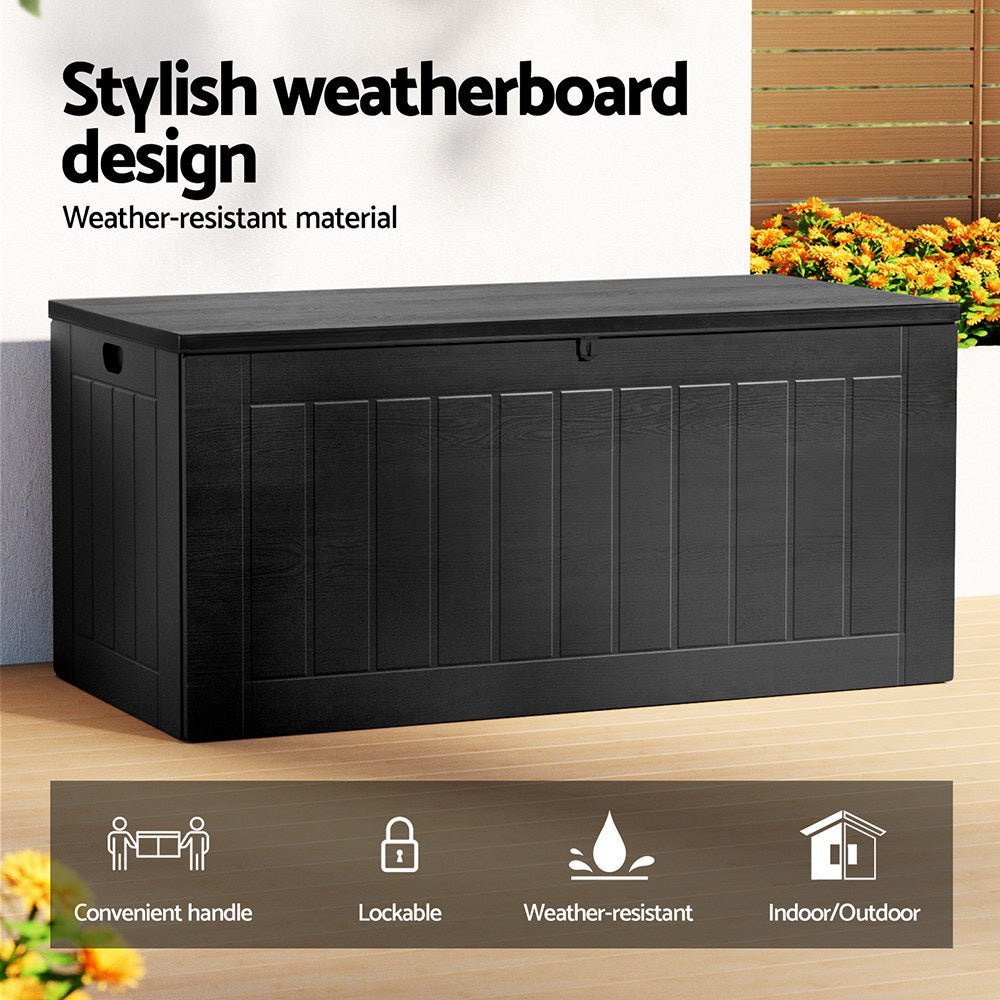 Outdoor Storage Box 830L Additional Seating Extra Large Deck Box Black