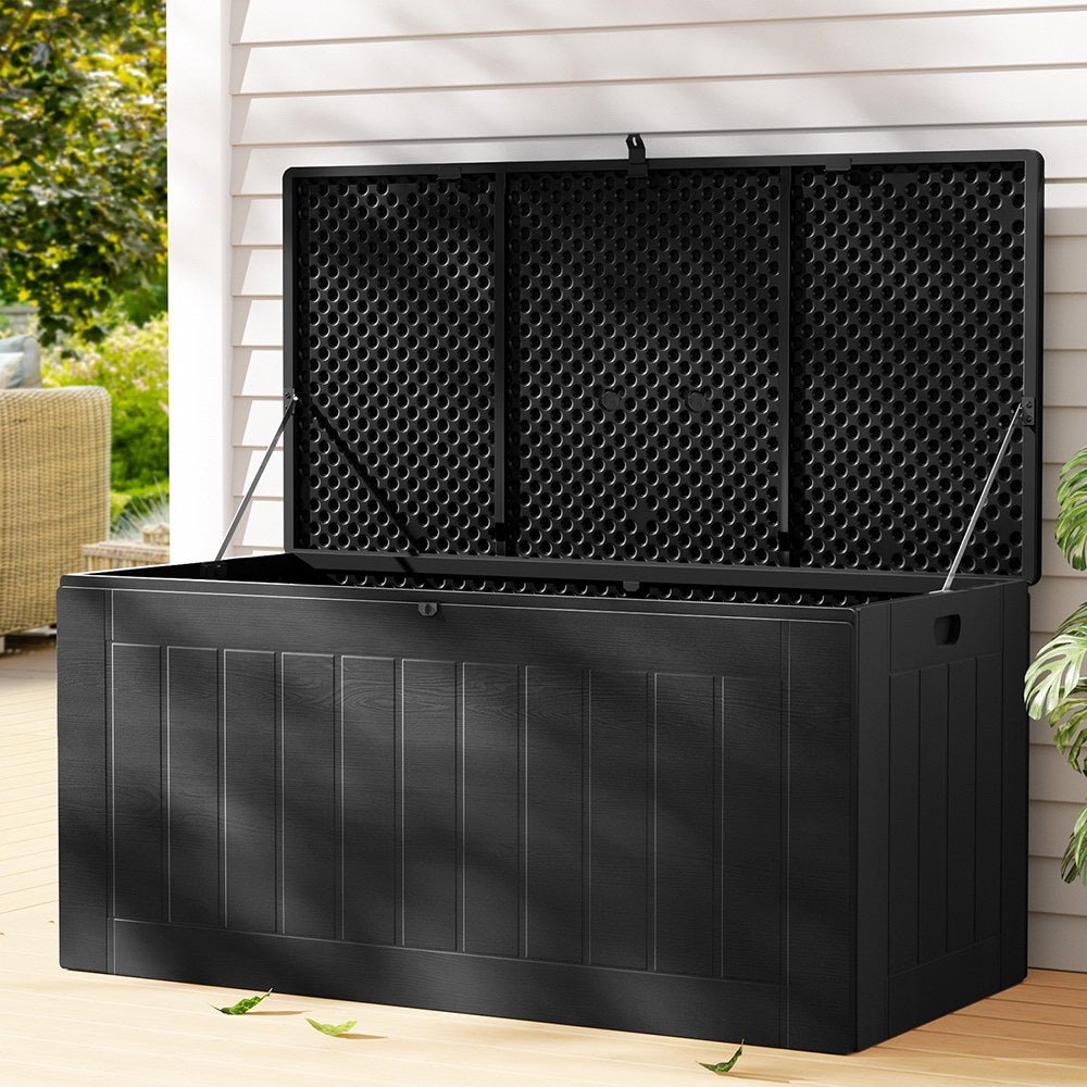 Outdoor Storage Box 830L Additional Seating Extra Large Deck Box Black