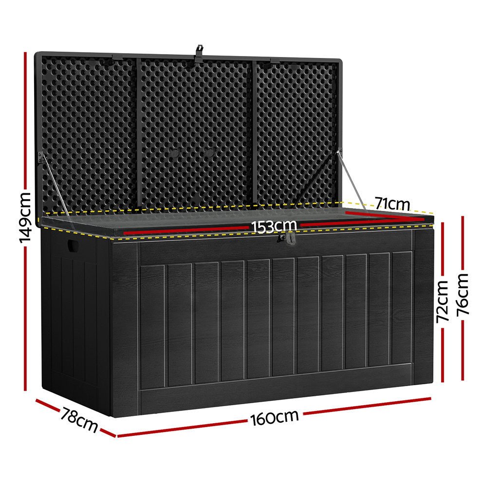 Outdoor Storage Box 830L Additional Seating Extra Large Deck Box Black