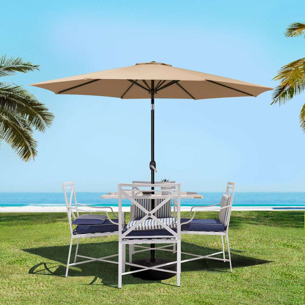 Outdoor Umbrella Outdoor Tilt 2.7m UV50+ Sun Protection Beige