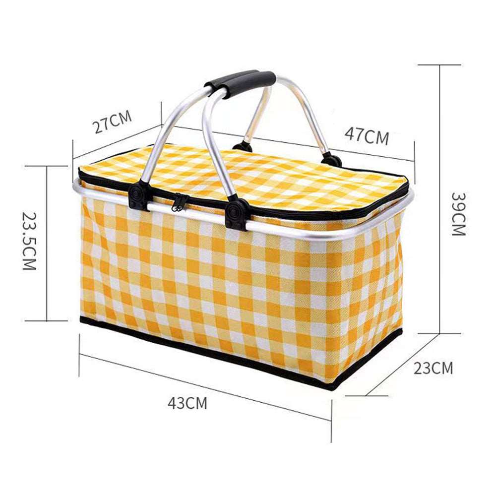 Picnic Basket Collapsible Insulated - Green Check