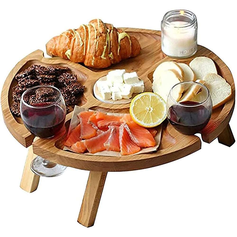 Picnic Table Portable Wooden Mini Camping Wine Snacks