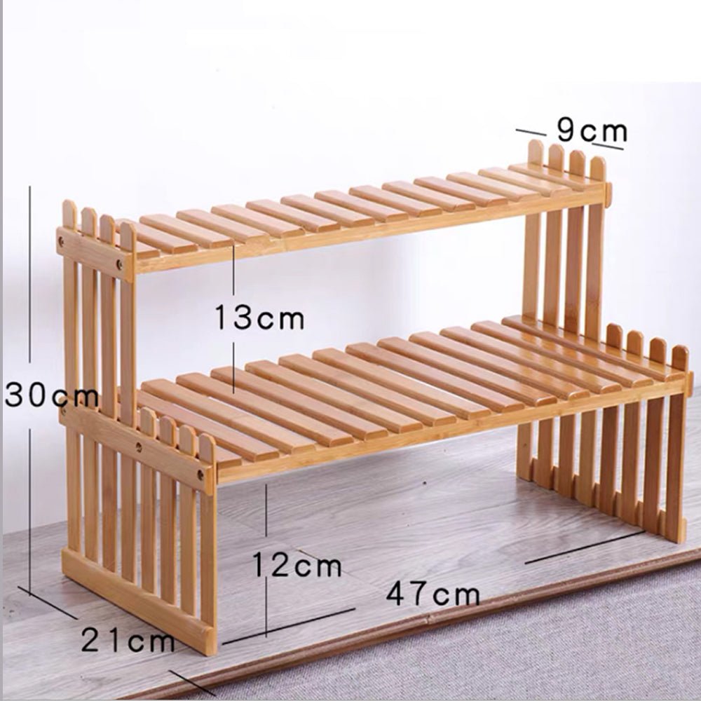 Plant Stand | 2 Tier | Indoor Plant Display Shelf Rack | Bamboo | Natural