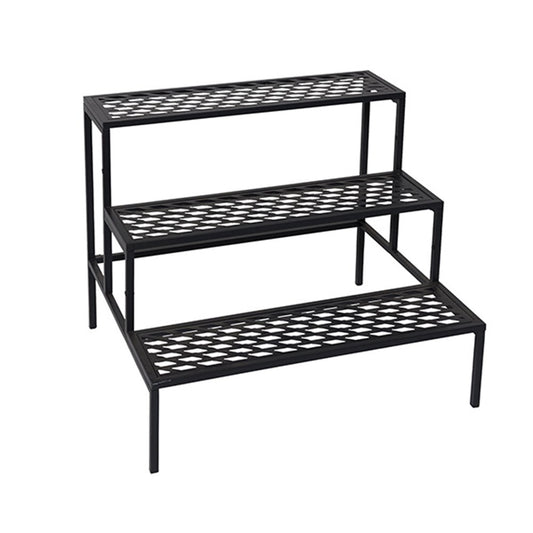 Plant Stand | 3 Tier | Straight Metal Step Plant Display Stand | 60cm | Black