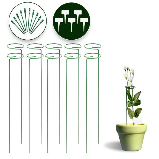 Plant Support Stakes 10pcs Flower Stake Single Stem Support Garden Noveden Green