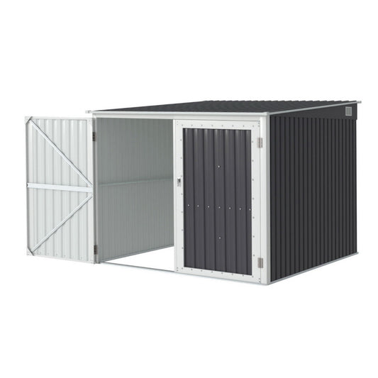 Low Garden Shed | Full Width Hinged Doors | Front Draining | 2.38mx1.99m | Giantz | Grey