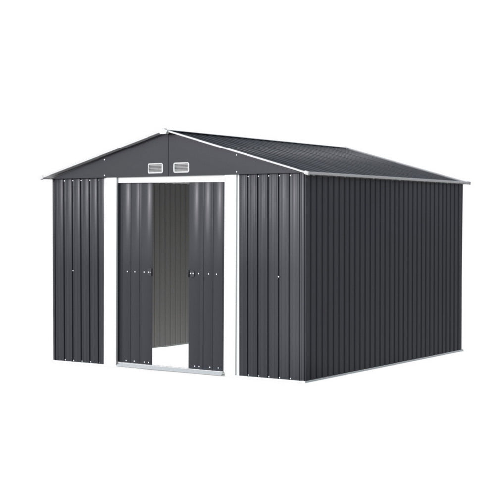 Large Garden Shed | Outdoor Storage Shed | Extra Large Sliding Doors | 3mx3m | Giantz | Grey