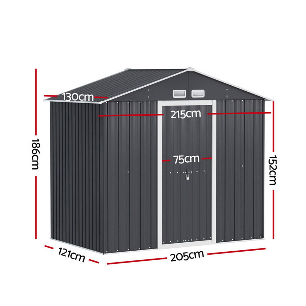 Garden Shed | Outdoor Storage Shed | Sliding Doors | 2.15mx1.3m | Giantz | Grey