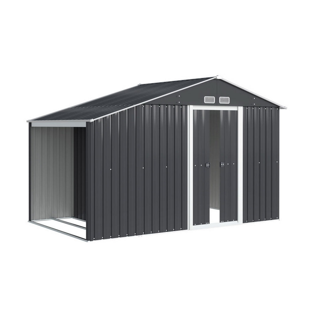 Garden Shed | With Open Storage To Side | Sliding Door | 3.22mx1.96m | Giantz | Grey