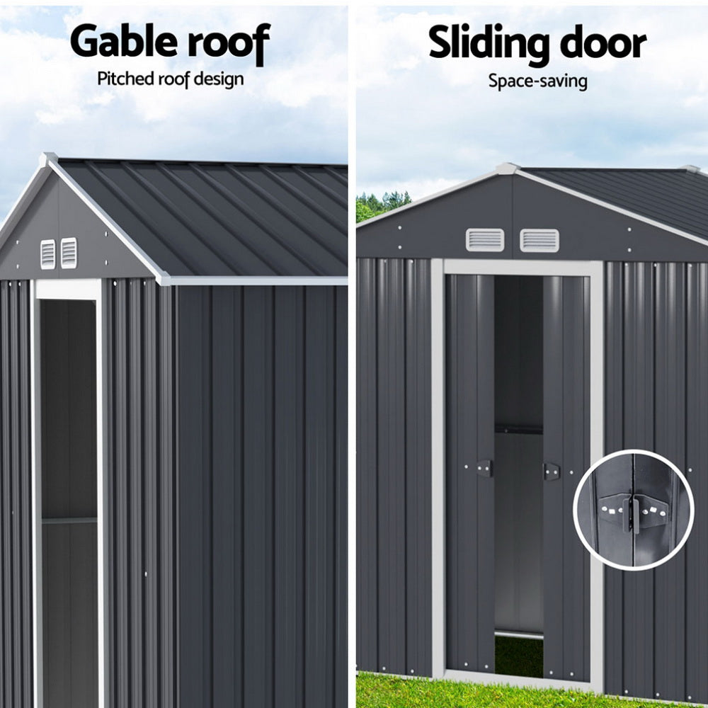 Garden Shed | With Open Storage To Side | Sliding Door | 3.22mx1.96m | Giantz | Grey