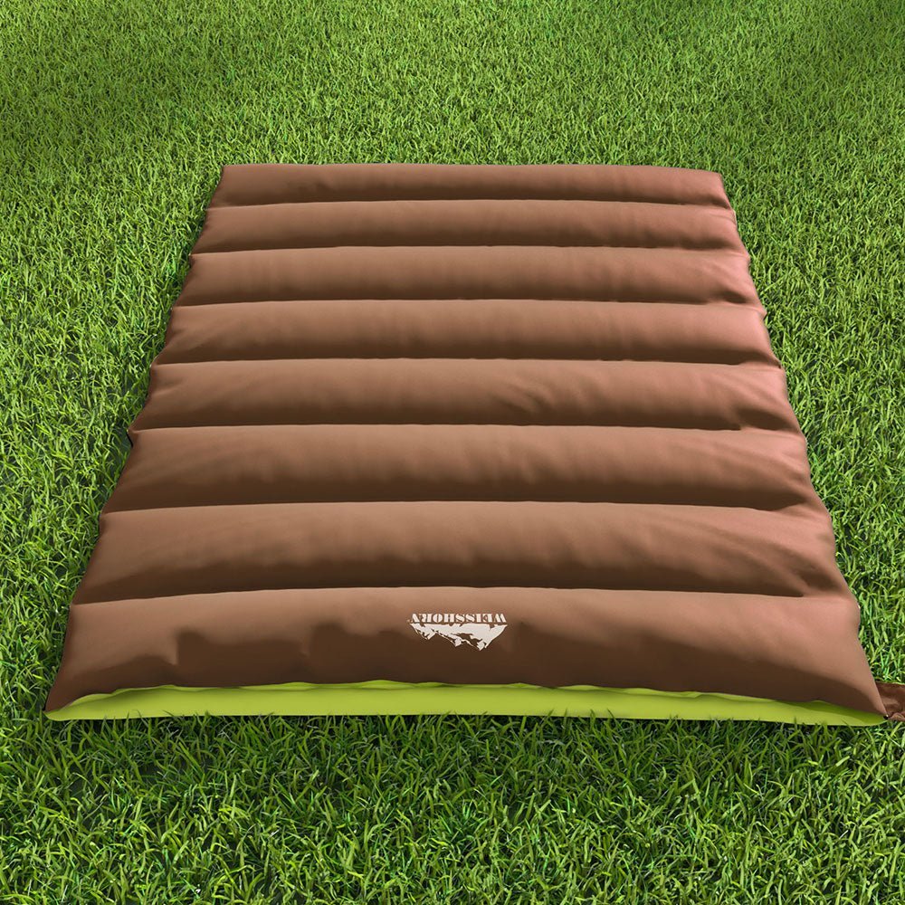 Sleeping Bag Double -5°C Weisshorn Thermal Camping Hiking Tent Brown