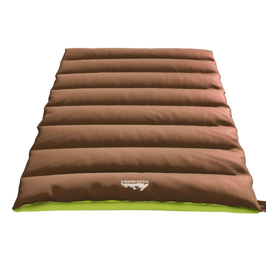 Sleeping Bag Double -5°C Weisshorn Thermal Camping Hiking Tent Brown