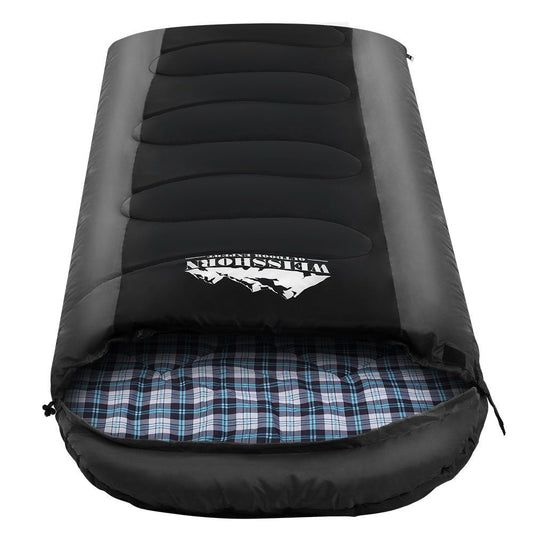 Sleeping Bag Single -20°C Weisshorn Thermal Camping Hiking Tent Black