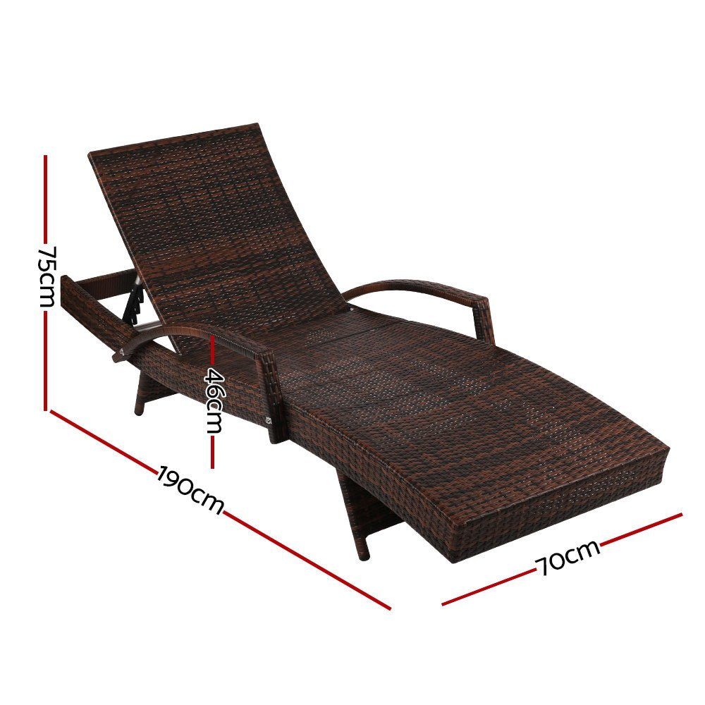 Sun Lounge Outdoor Wicker Lounger - Brown & Beige