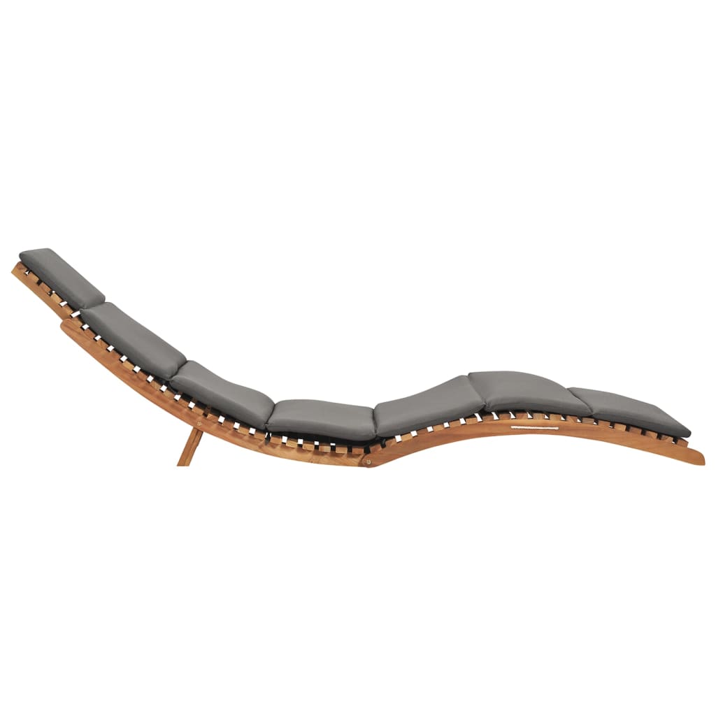 Sun Lounge with Cushion | Curved Design | Solid Teak Wood | Grey or Cream Cushion