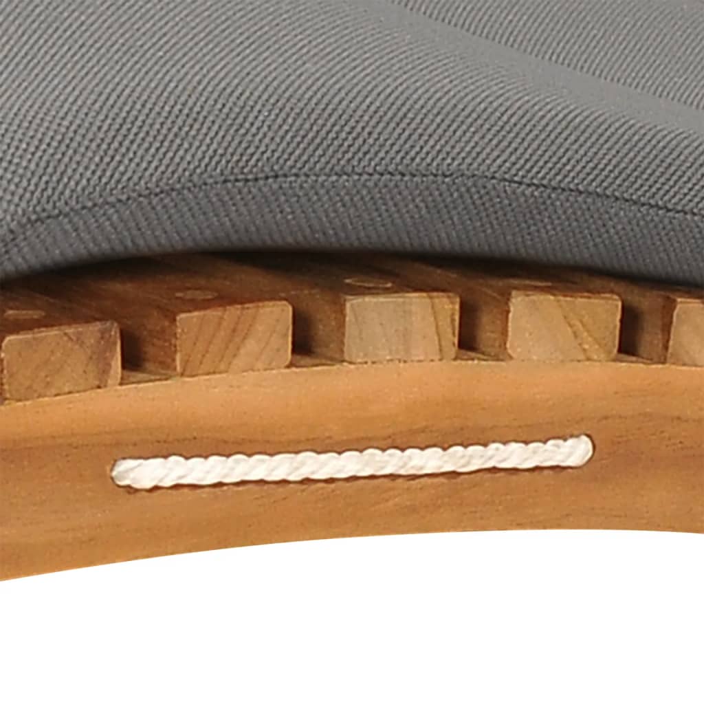 Sun Lounge with Cushion | Curved Design | Solid Teak Wood | Grey or Cream Cushion