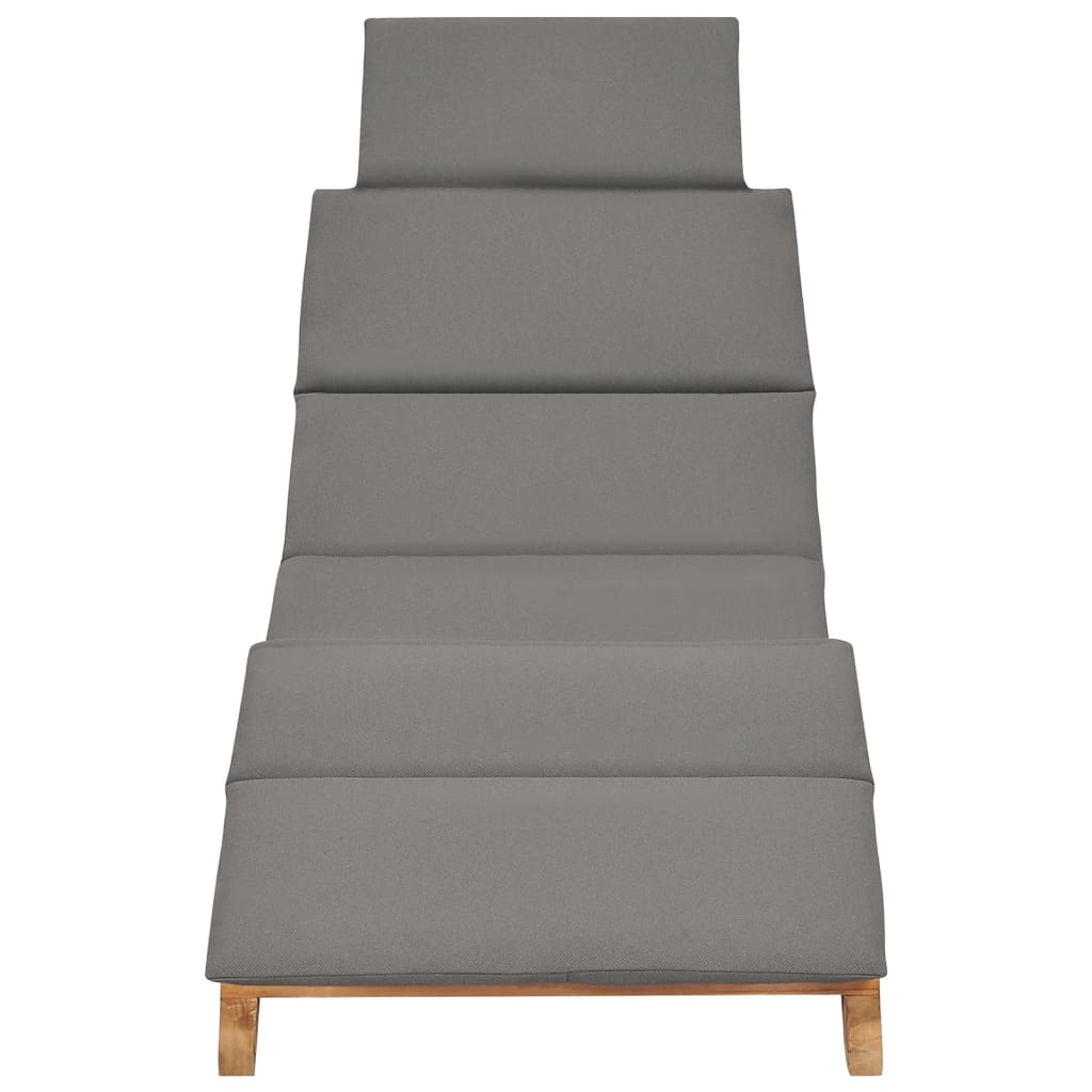 Sun Lounge with Cushion | Curved Design | Solid Teak Wood | Grey or Cream Cushion