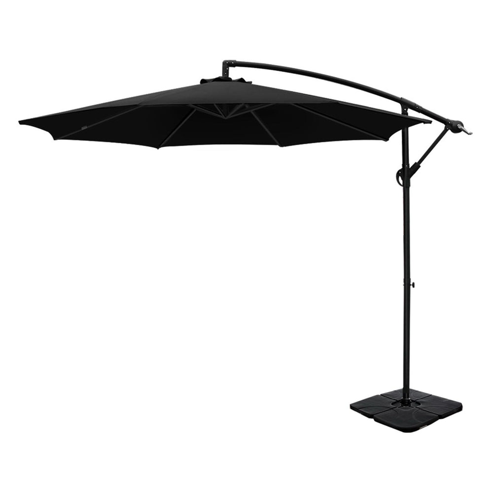 Cantilever Umbrella | Large Square Base Included | Outdoor Patio | Instahut | 3m | Black