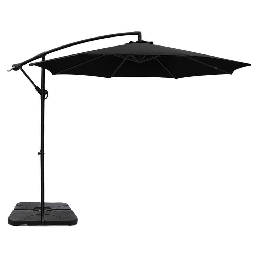 Cantilever Umbrella | Large Square Base Included | Outdoor Patio | Instahut | 3m | Black