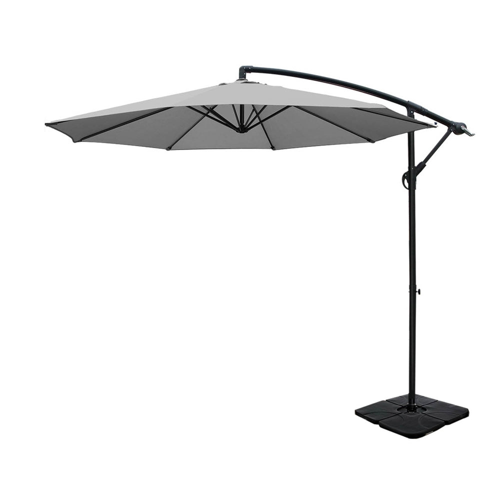 Cantilever Umbrella | Outdoor Patio | Large Square Base Included | Instahut | 3m | Grey