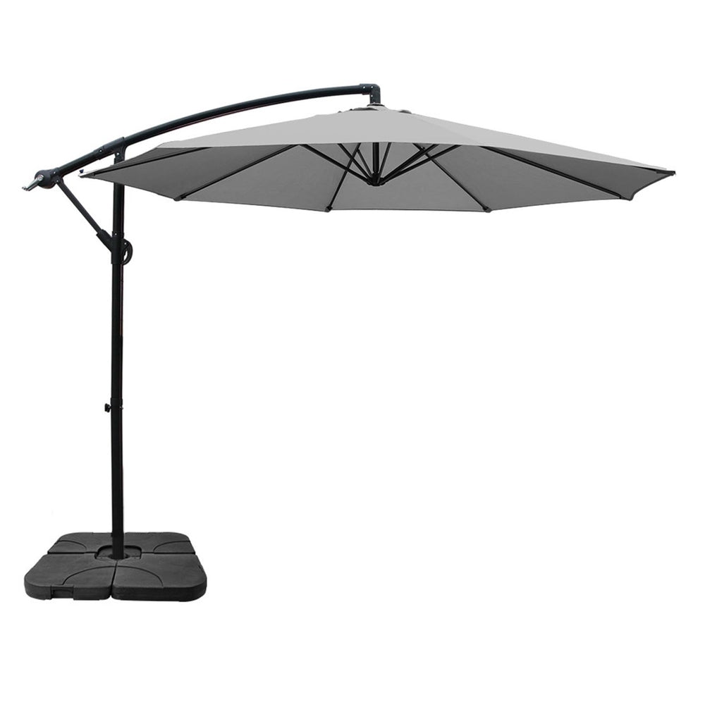 Cantilever Umbrella | Outdoor Patio | Large Square Base Included | Instahut | 3m | Grey