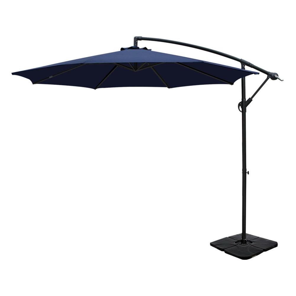 Cantilever Umbrella | Large Square Base Included | Outdoor Patio | Instahut | 3m | Navy