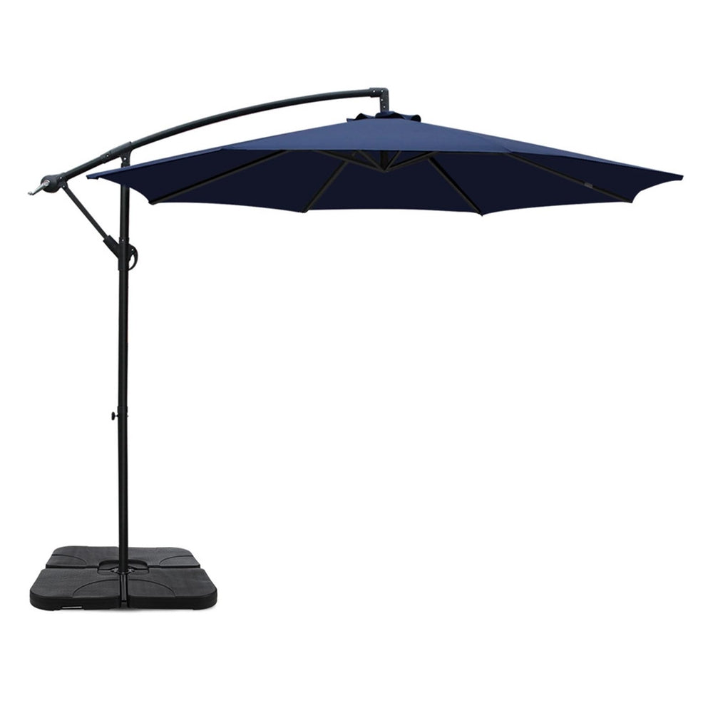 Cantilever Umbrella | Large Square Base Included | Outdoor Patio | Instahut | 3m | Navy