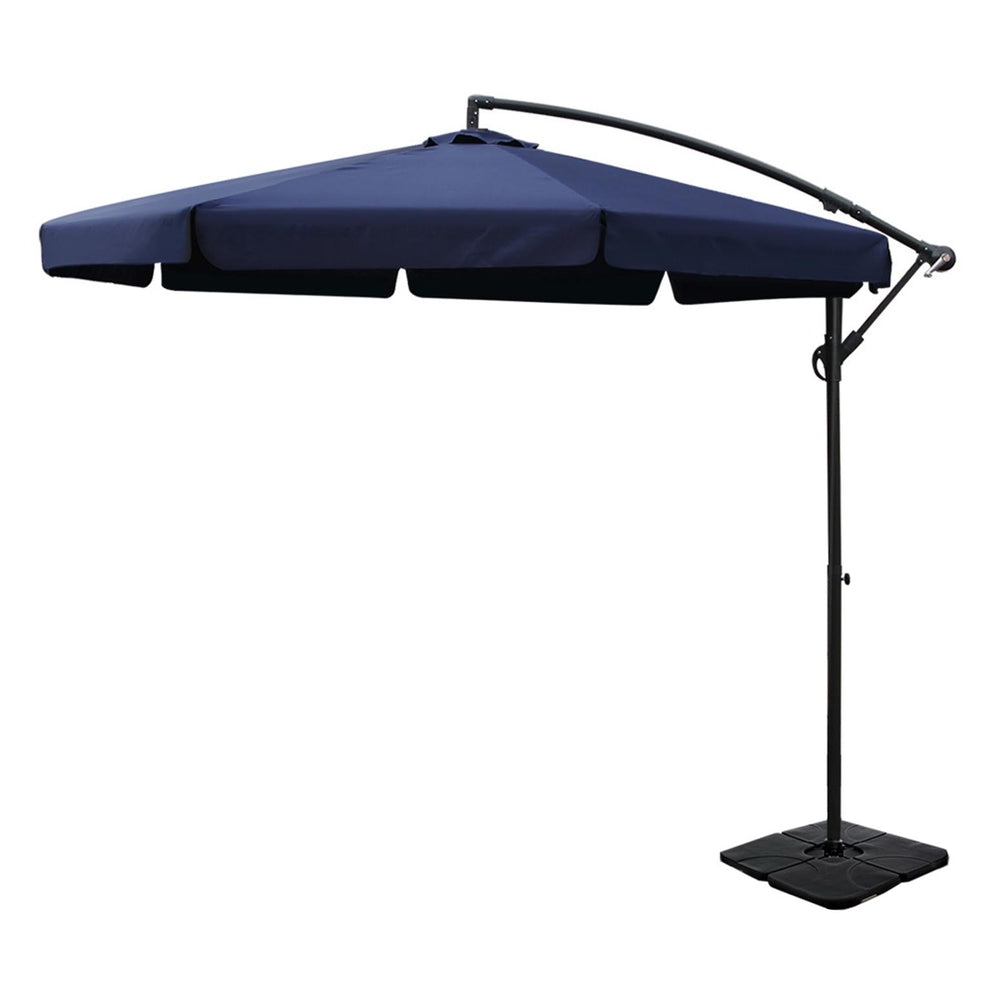 Cantilever Umbrella | Straight Valance | Large Square Base Included | Instahut | 3m | Navy