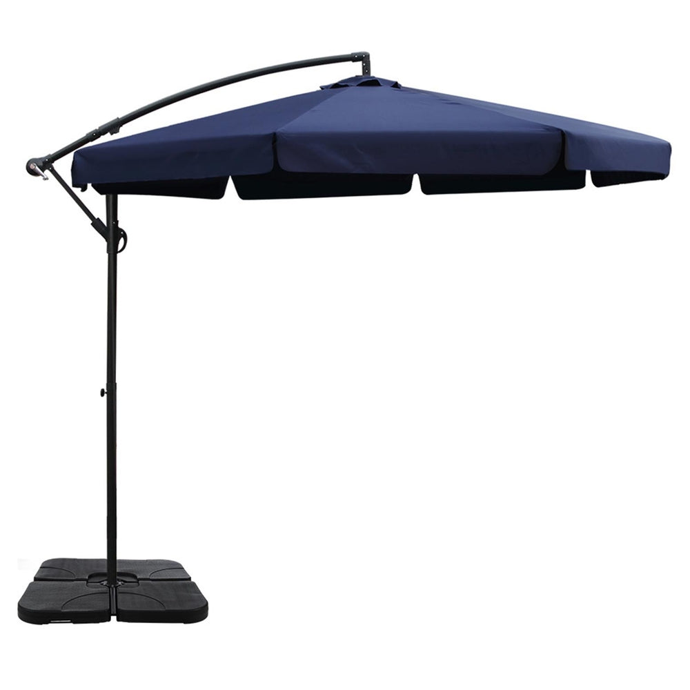 Cantilever Umbrella | Straight Valance | Large Square Base Included | Instahut | 3m | Navy