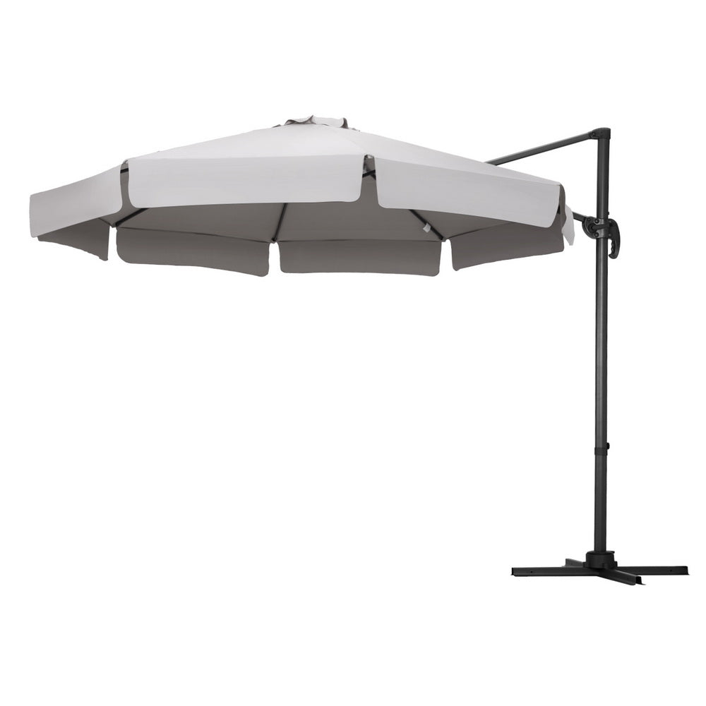 Cantilever Umbrella | 360 Degree Tilt | Straight Valance | Instahut | Roma | 3m | Grey