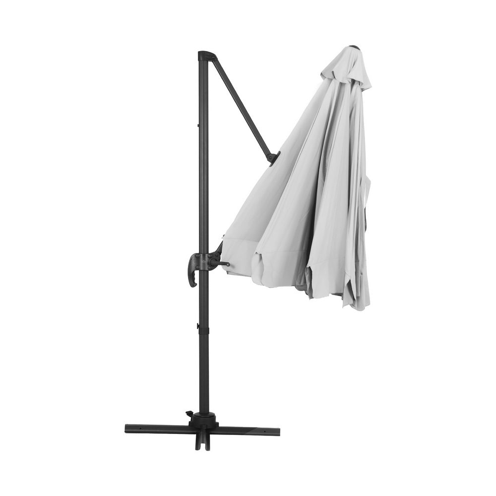 Cantilever Umbrella | 360 Degree Tilt | Straight Valance | Instahut | Roma | 3m | Grey