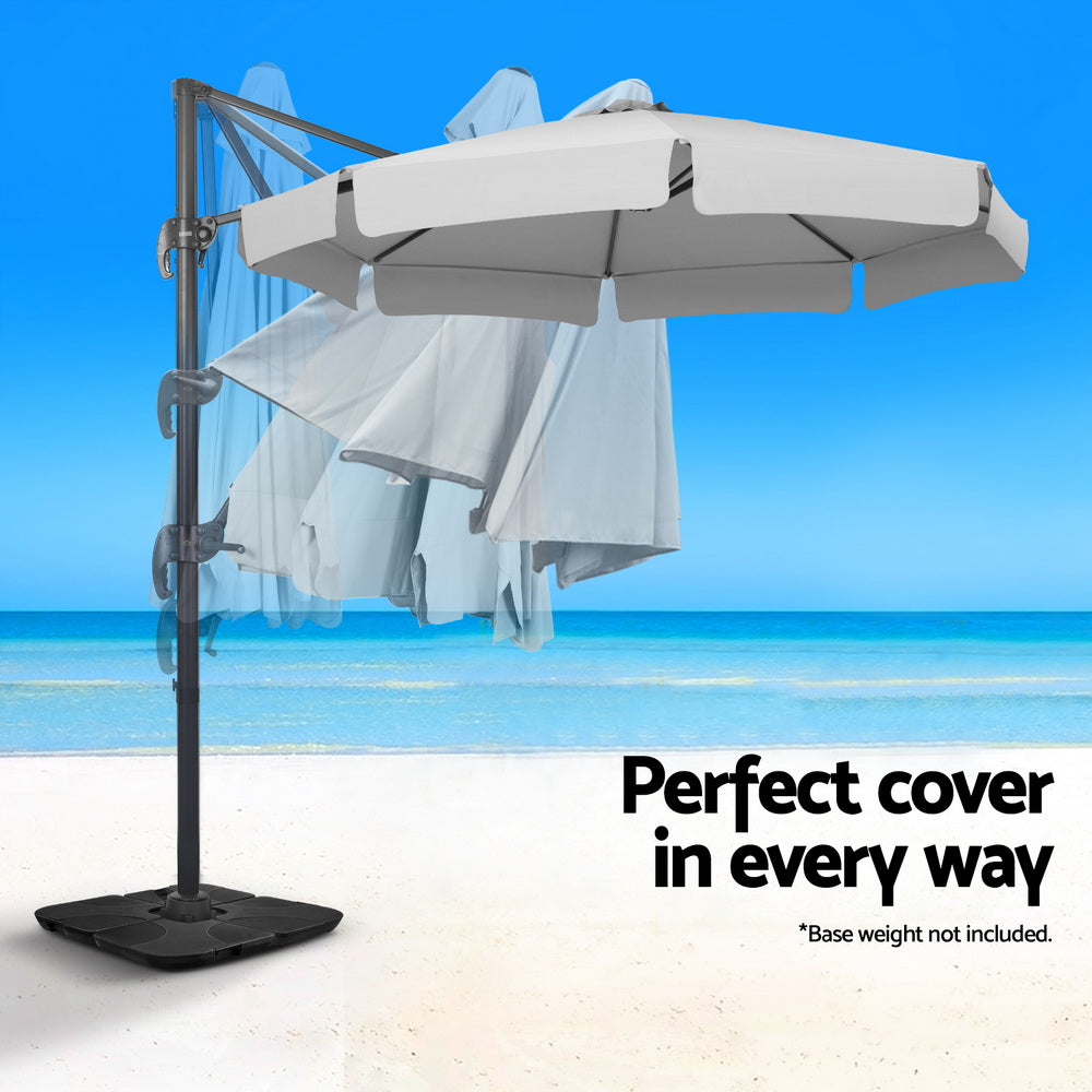 Cantilever Umbrella | 360 Degree Tilt | Straight Valance | Instahut | Roma | 3m | Grey